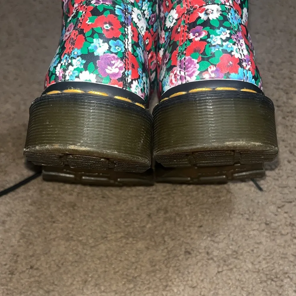 Dr. Martens 1460 Pascal Leather Lace-up Combat‎ Boots Wild Poppy Red Floral 6 - Image 5