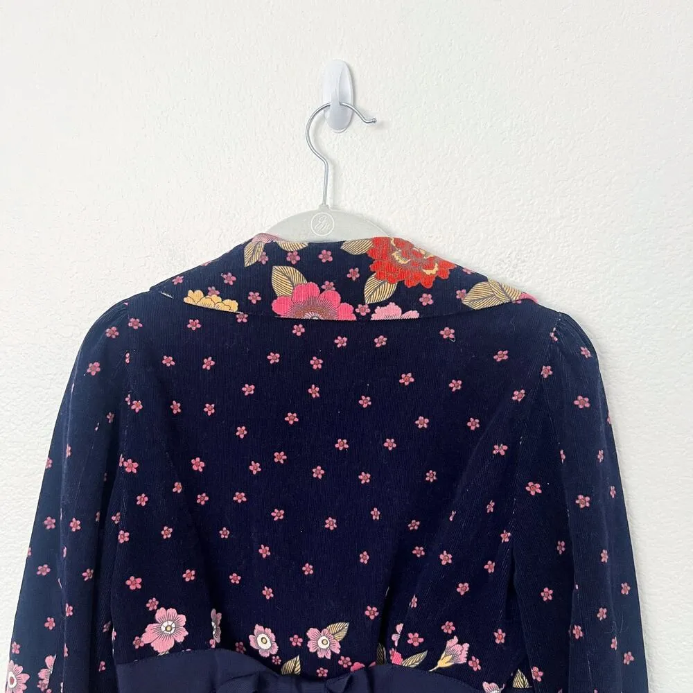 [Anthropologie] Vintage Y2K Blue Corduroy Moonlit Petunia Floral Print Blazer 4 - Image 5