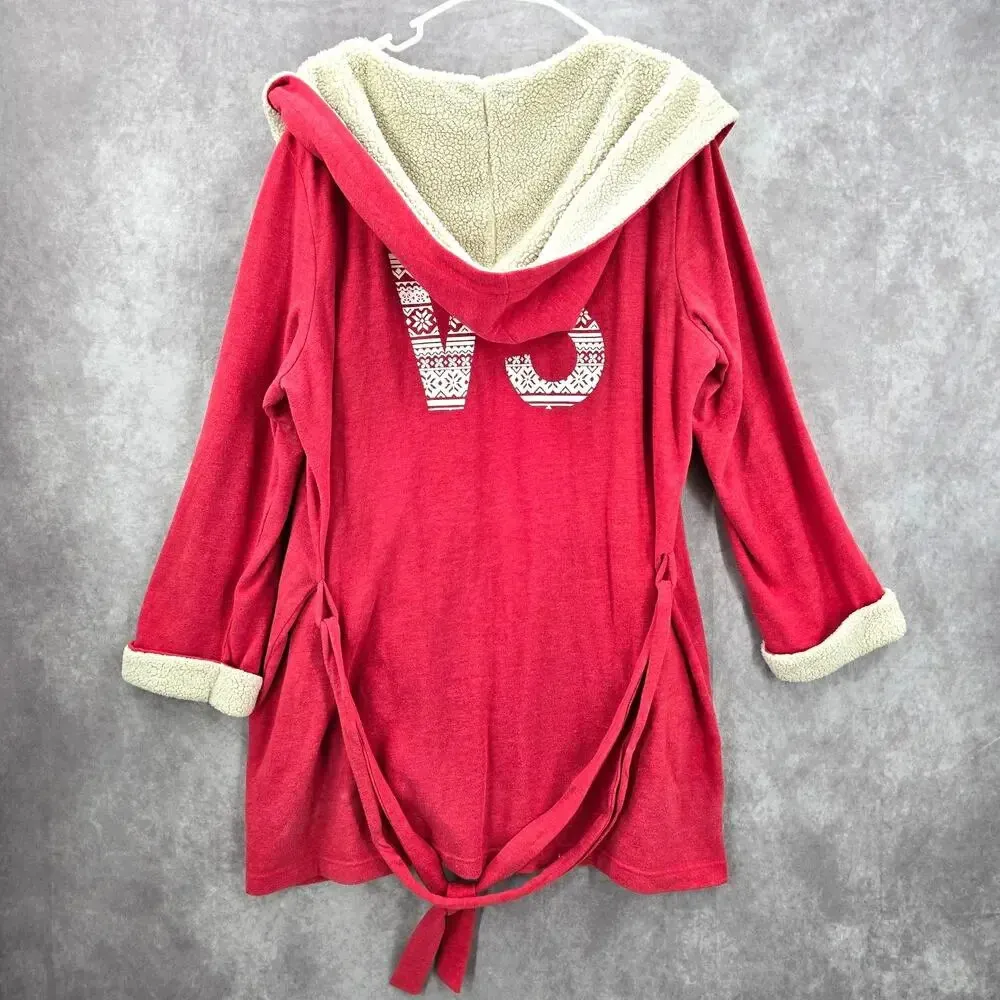 Victoria Secret Pink Sherpa VS Logo Hood M/L Oversized Robe Size M - Image 8