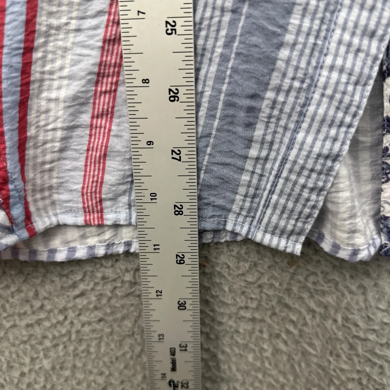 John‎ Mark Button Up Tunic Striped Paisley Red White Blue Boho Women's Medium - Image 8