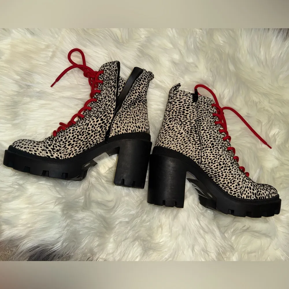 Gianni Bini Ryedderr Cheetah Print Heeled Lug Sole Combat Boots- NWOB - Image 8