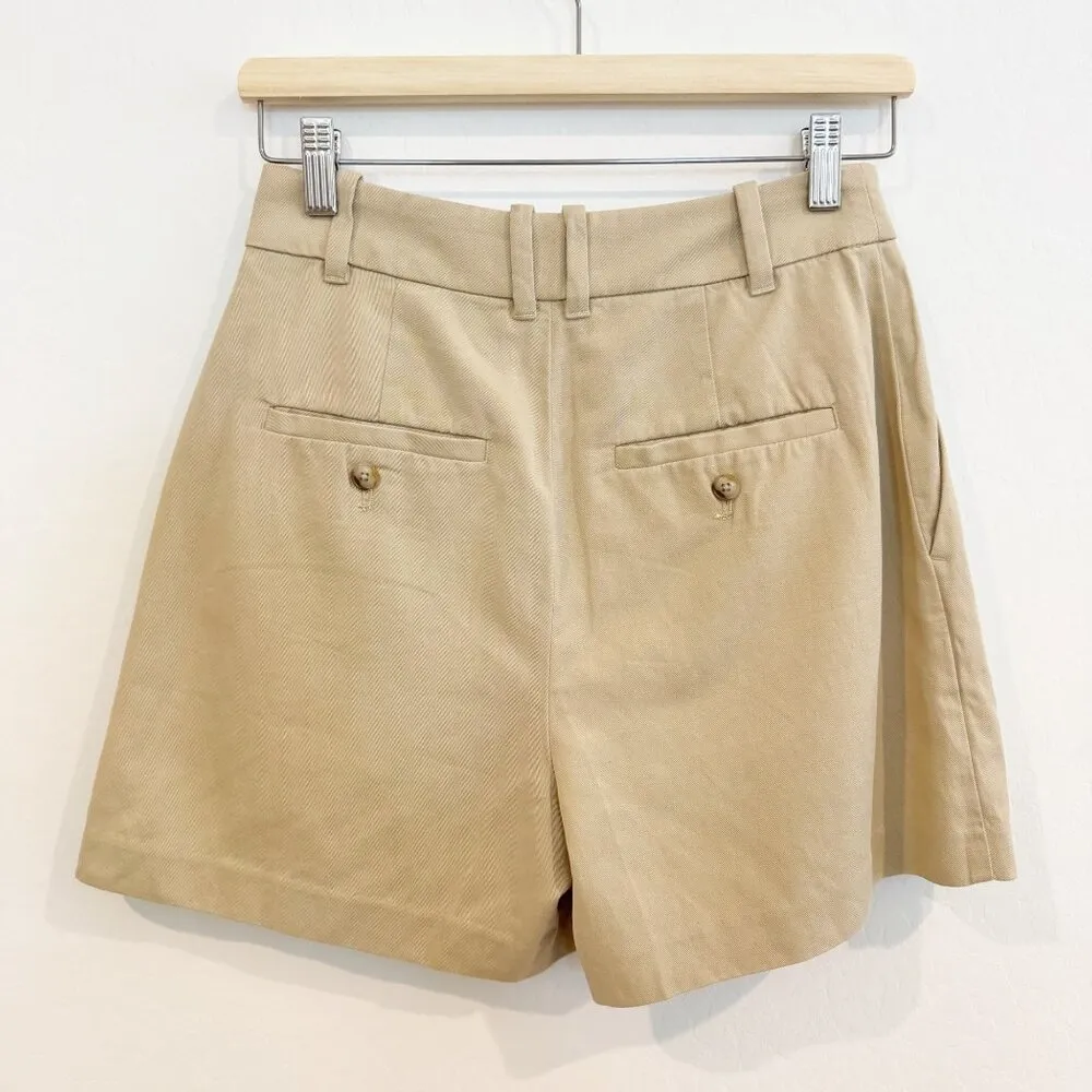 NWT Madewell The Harlow‎ Linen Pleated Trouser Shorts Twill in Tan Beige Size 0 - Image 7