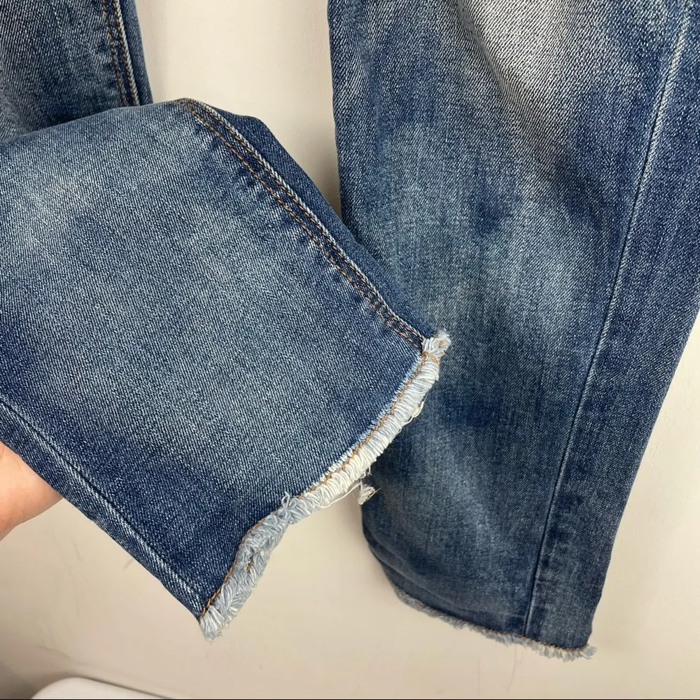 American Eagle Tomgirl Distressed Jeans Dark Wash Sz 0 Relaxed Straight Boho - Image 8