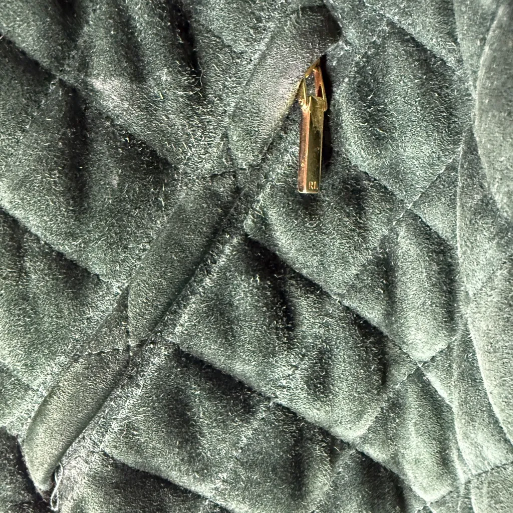 Vintage USA Ralph Lauren Green Quilted Suede Field Jacket Size 10 - Image 5