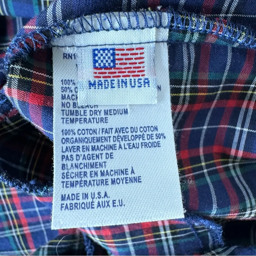 Kiel James Patrick The Original Scallop Oxford Shirt Dress Plaid Blue Red Small - Image 9