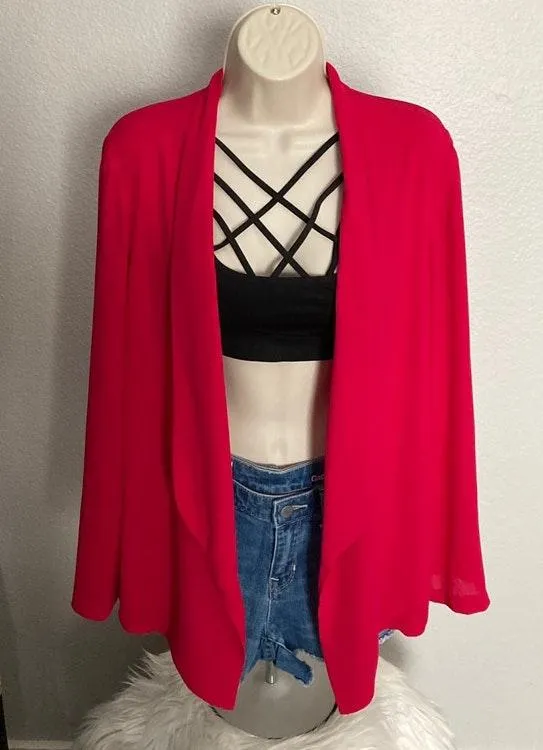 Lush Fuchsia Drapey Open Blazer - Image 3