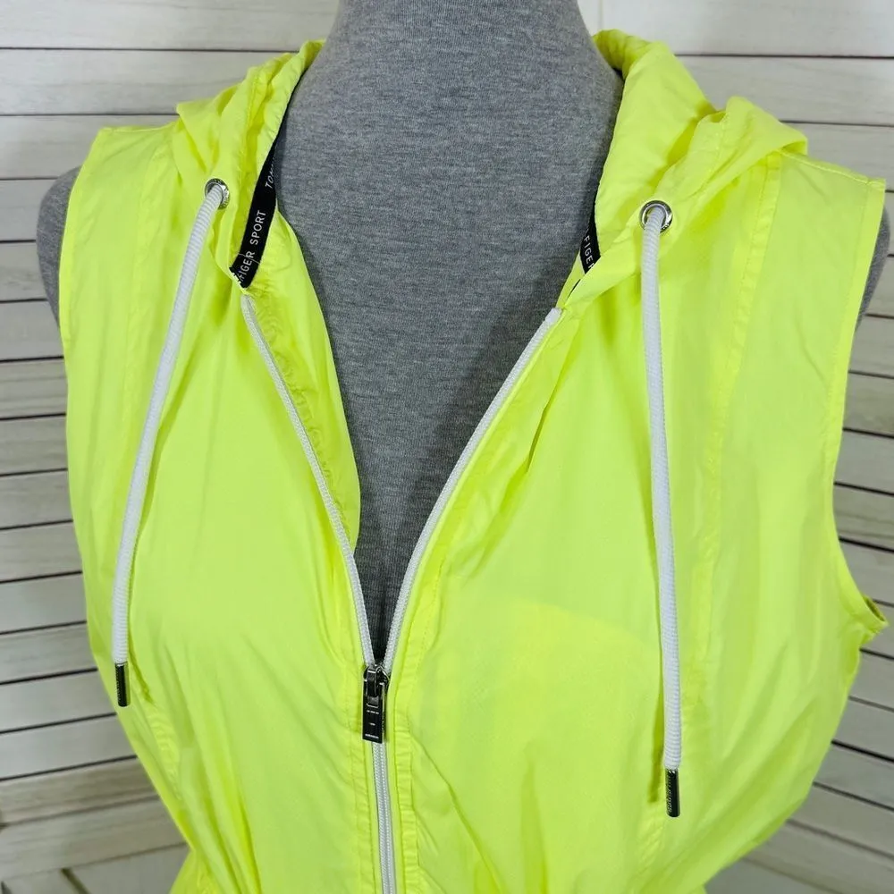 Tommy Hilfiger Sleeveless Cinch Waist Packable Nylon Vest Neon Yellow Large - Image 6