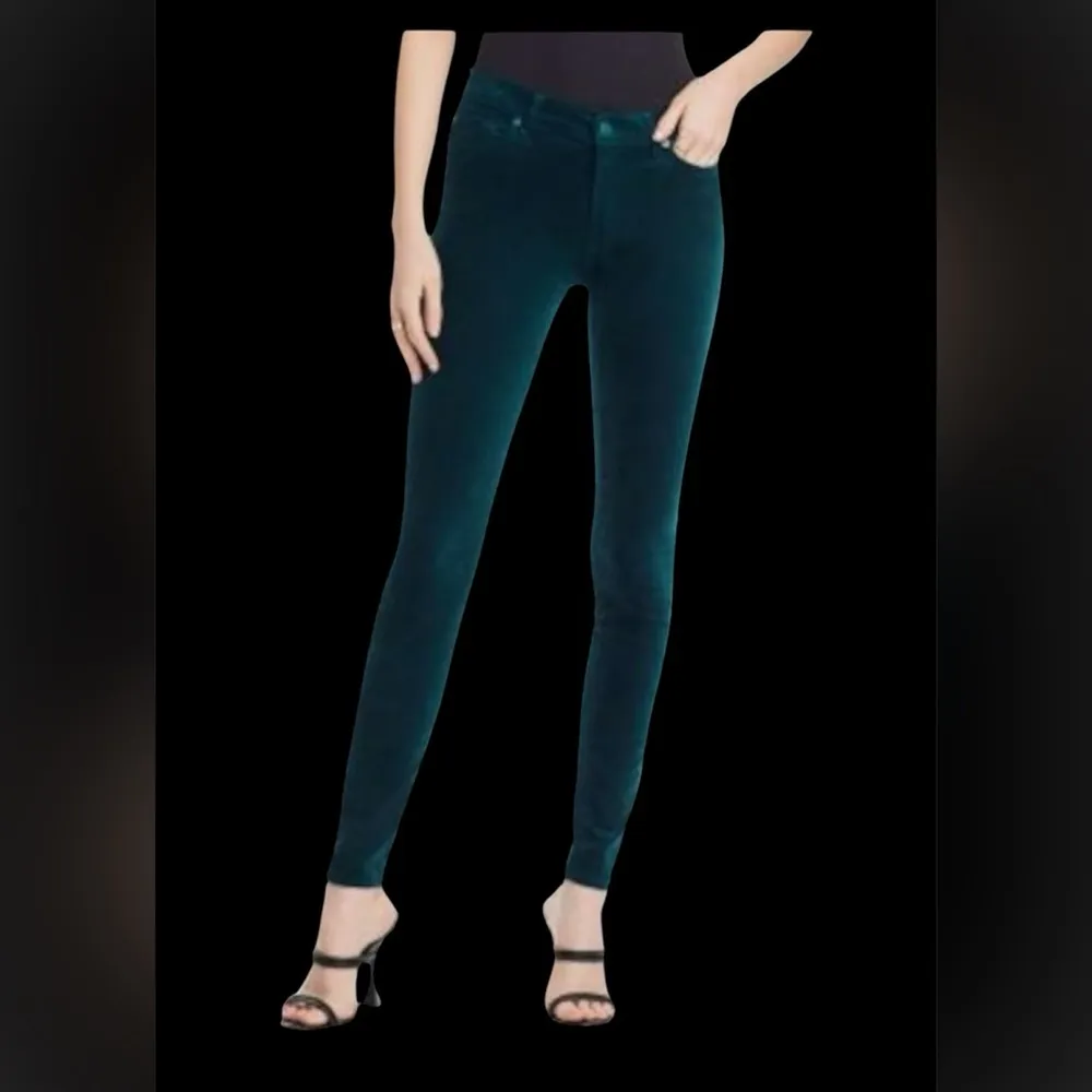 Peacock dark teal green corduroy 5 pocket ankle length the skinny velvet jean - Image 2