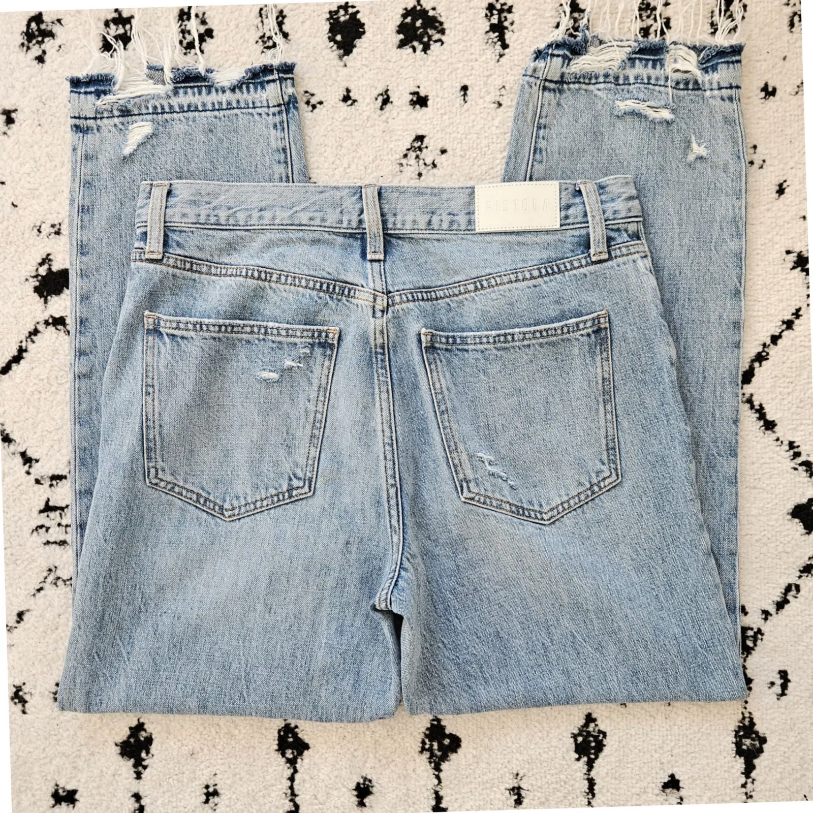 Pistola Charlie High-Rise Classic Straight Distressed Jeans 28 - Image 6