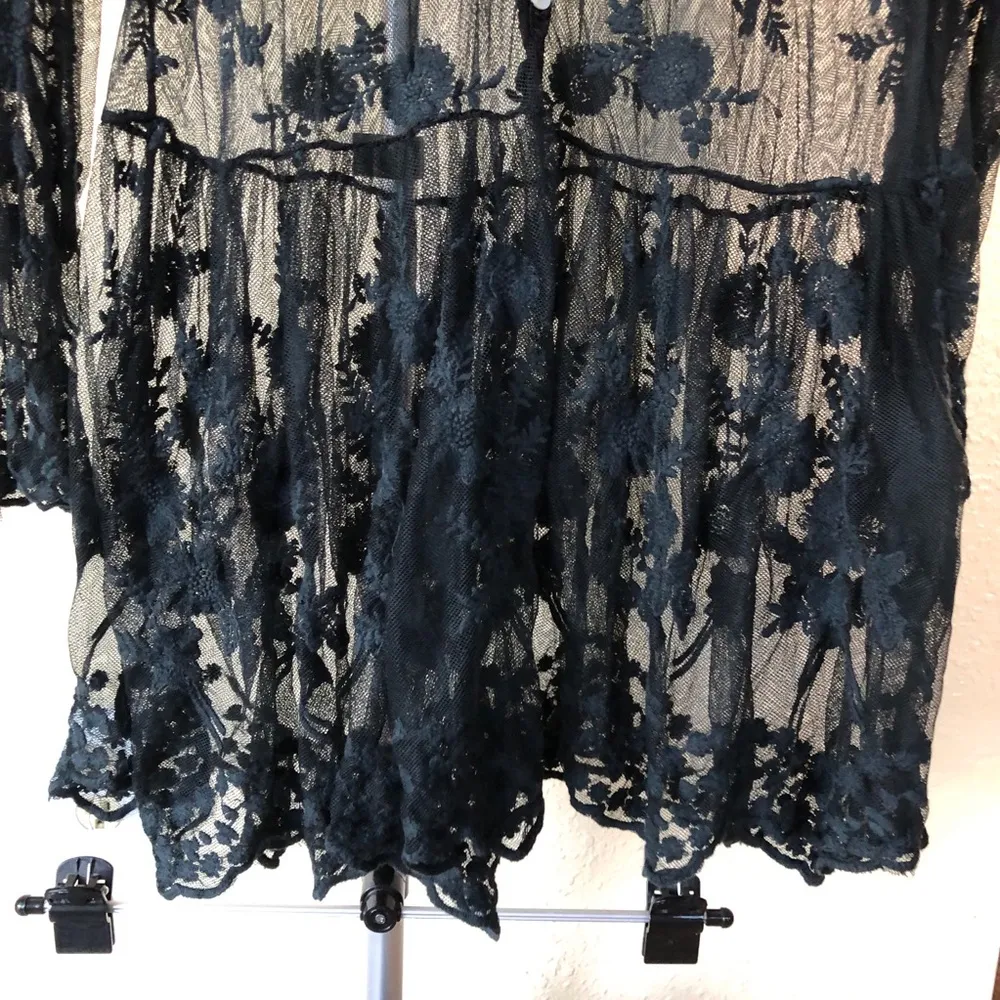 Gypsies Junkies Black Lace Long Sleeves Sheer Dress M Size M - Image 3