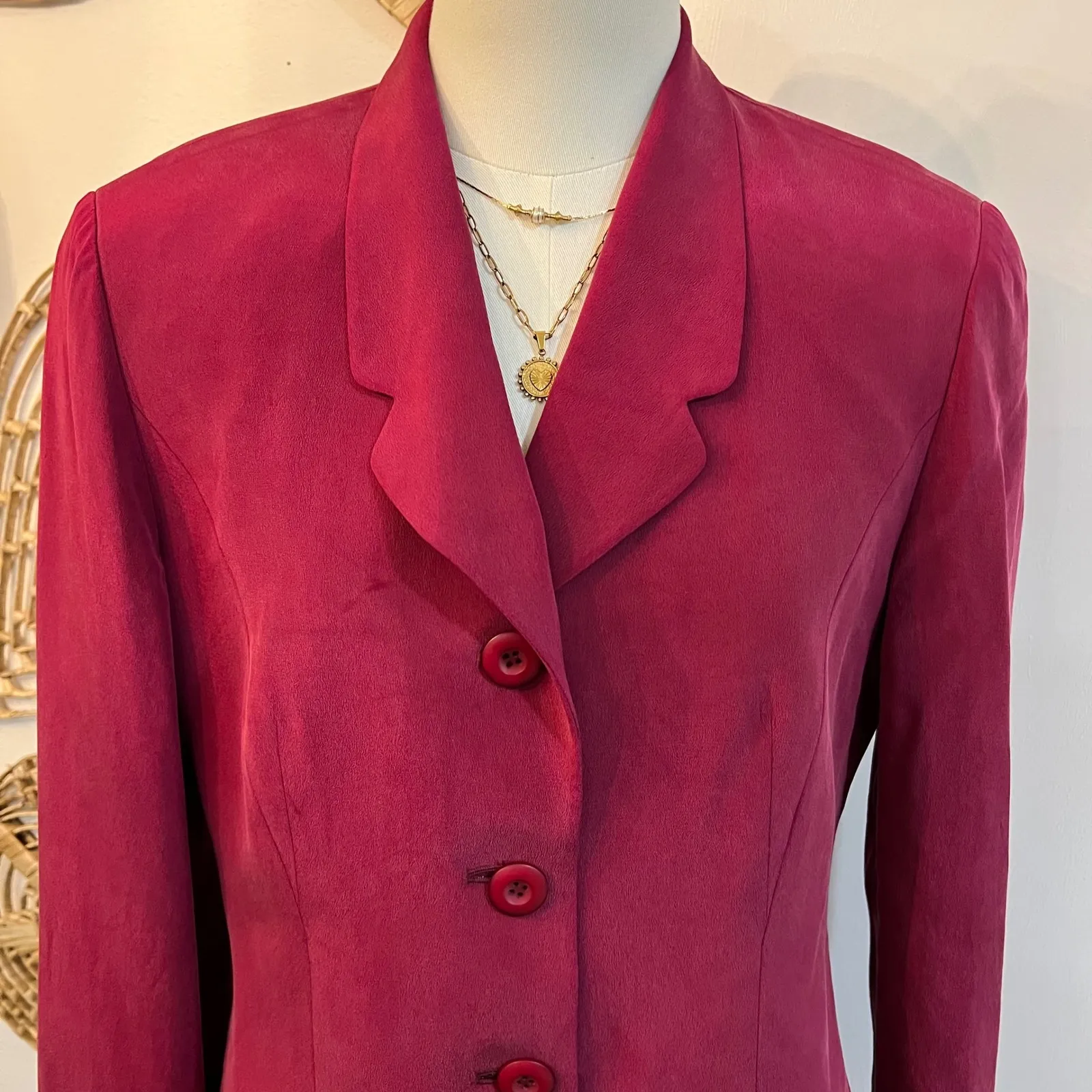 Vintage Silk Skirt Suit Set Morgan Taylor Jacket Burgundy Office Power Suit 10P - Image 4