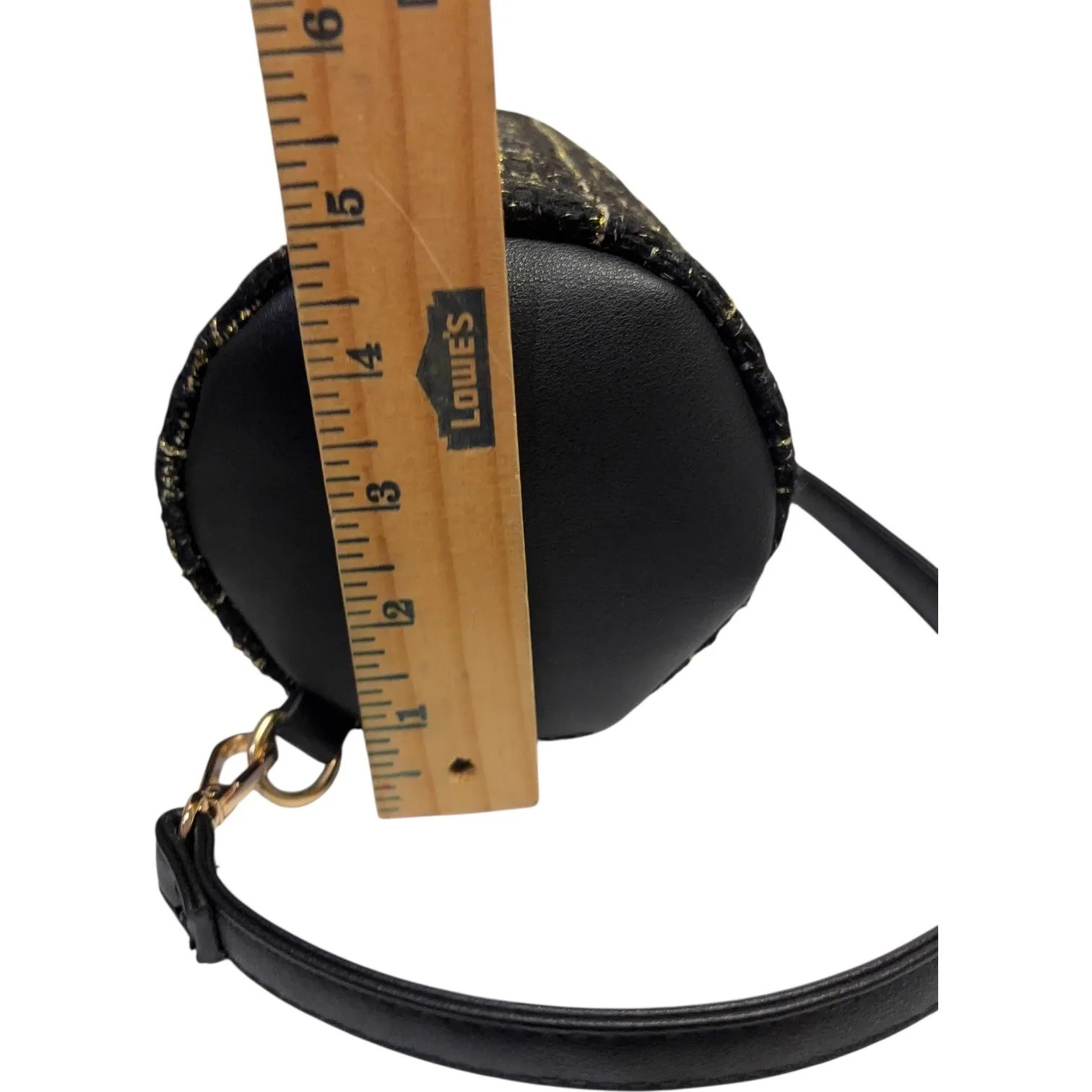 Badgley Mischka New York Black Gold Tweed Barrel Crossbody Bag Adjustable Strap - Image 2