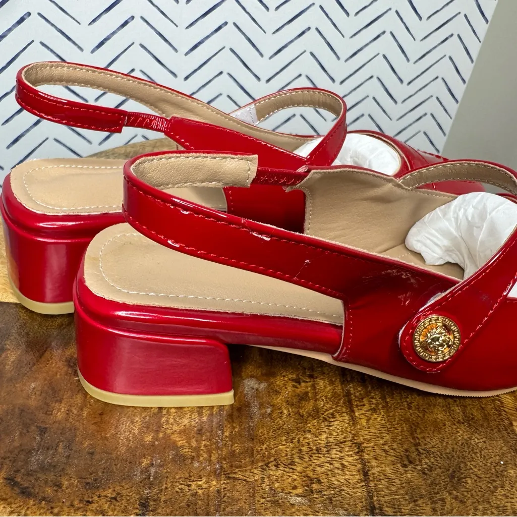 NEW! Red Sling Back Maryjane Mule Block heel size 9 - Image 2