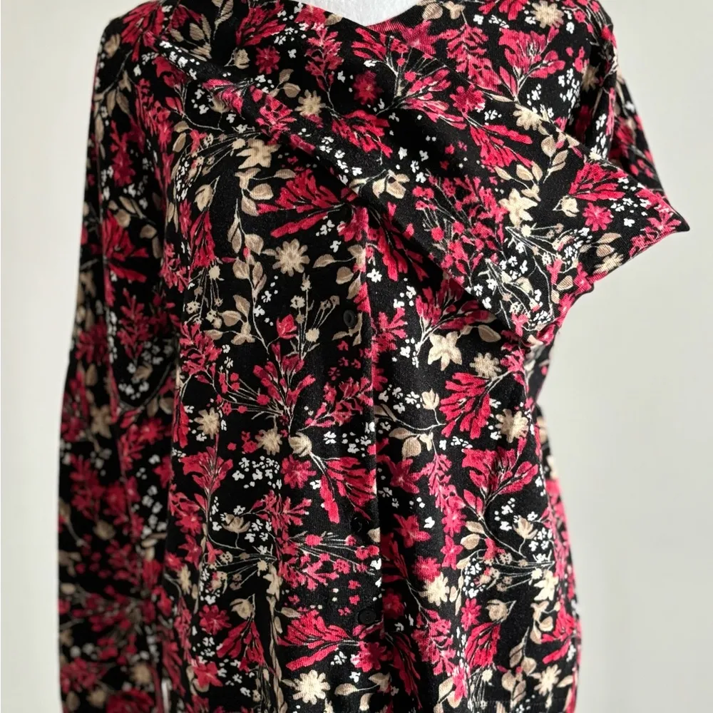 Vintage Long Sleeve Floral Cardigan Sweater Size M - Image 5