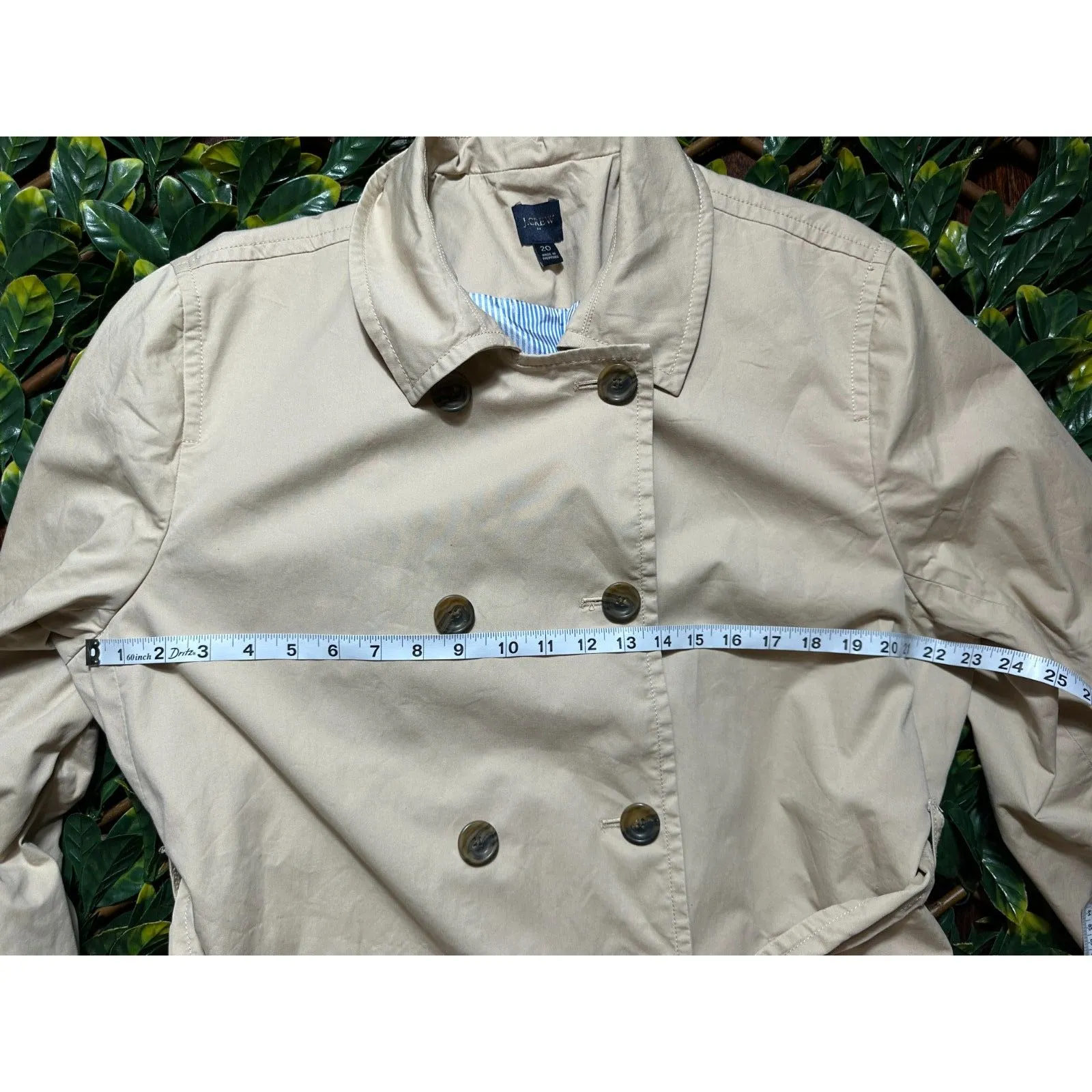 J Crew Light Tan Belted Trench Coat Size 20 - Image 8