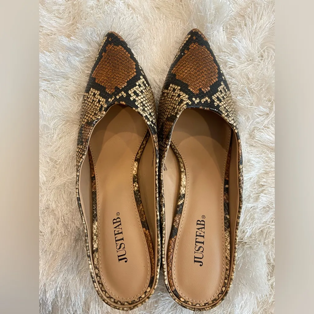 JustFab Women's Kyndria Slip-On Loafer Animal Snake Print Shoes - Image 3