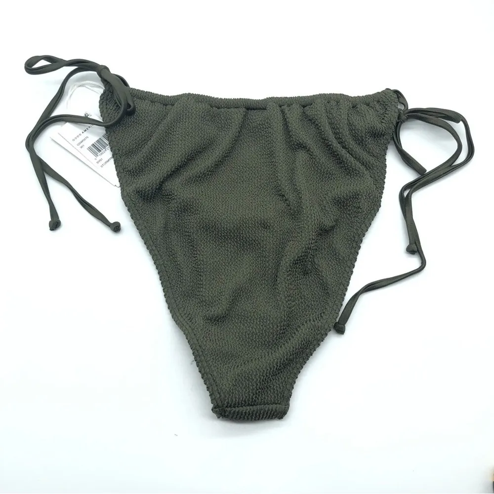 Good American  Tiny Ties String Bikini Bottom Stormy Olive Green 1/2 US S/M - Image 3