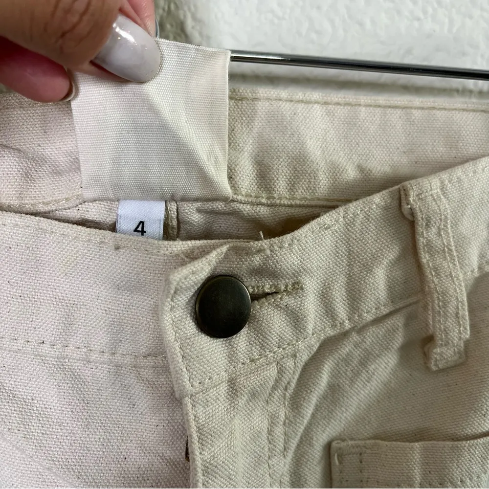 Lykke Wullf Perfected Ranch Pant Cream Canvas Paint Splatter Womens Size 4 - Image 8