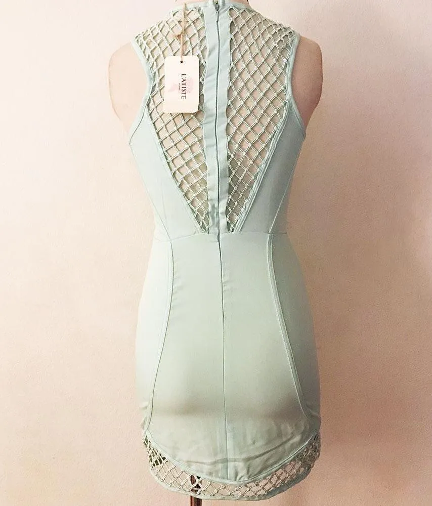 Cutout Sheer Fishnet Forming Sexy Bodycon Dress - Image 4