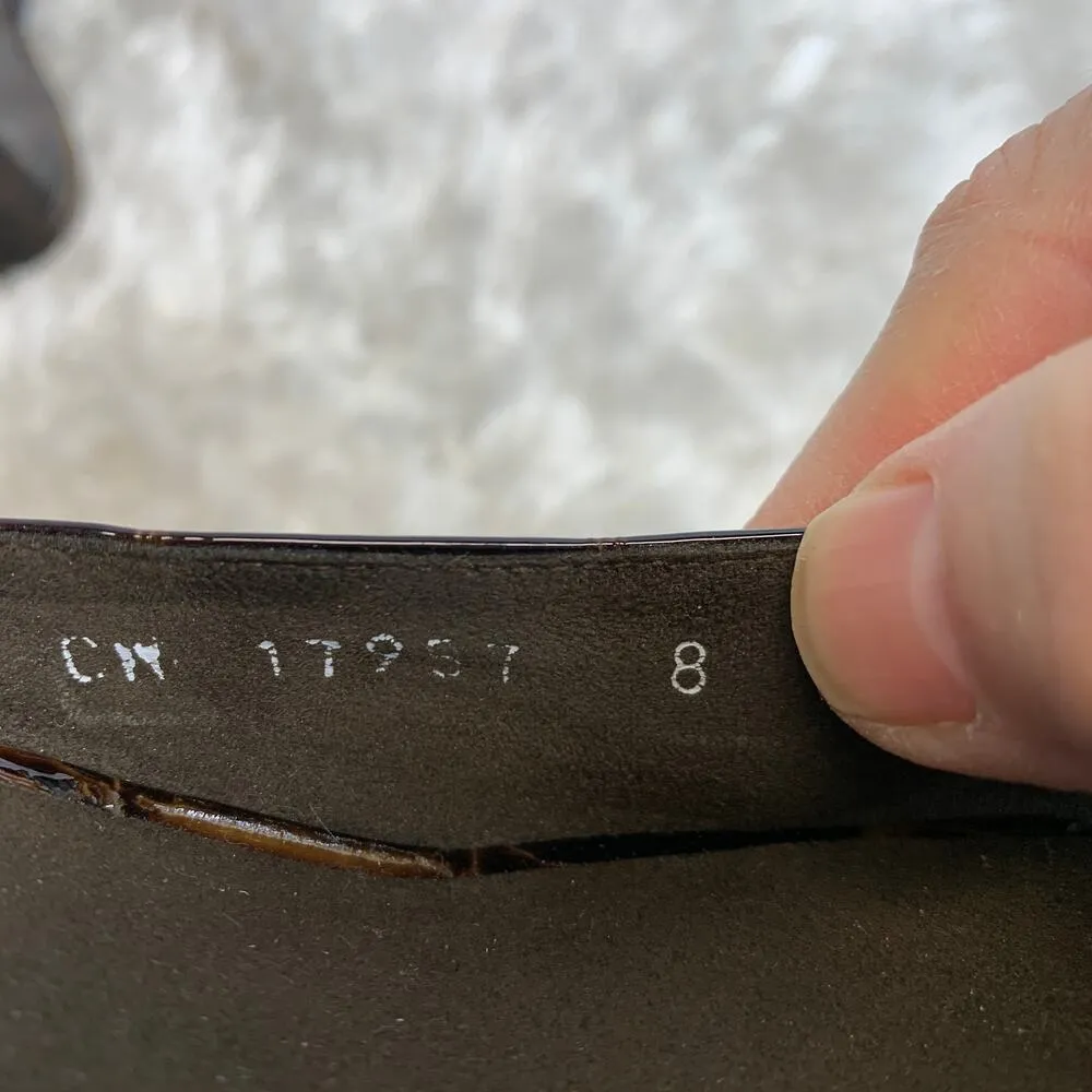 Stuart Weitzman Stuart Weitzmann Brown Croc Embossed Wedge Heels Sz 8M - Image 5