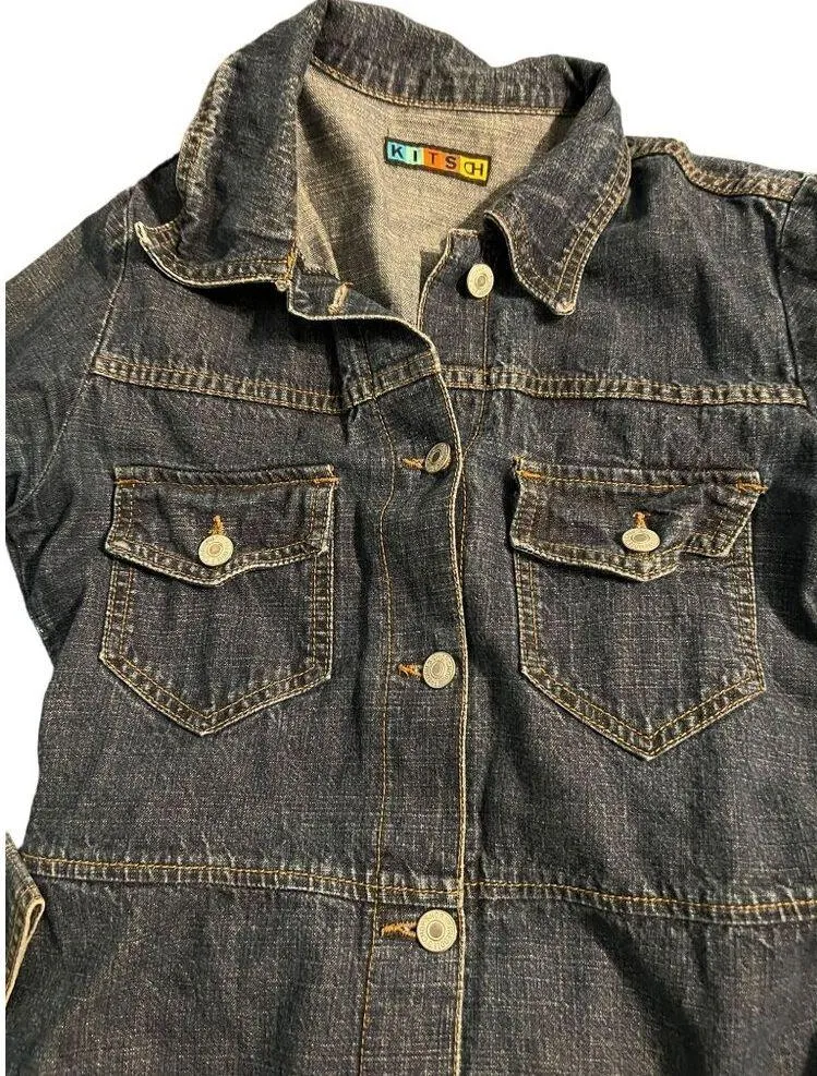 Vintage 80s 90s Kitsch Denim A Line Dress Freddie's Chop Shop Buttons Back Belt Size undefined - Image 3