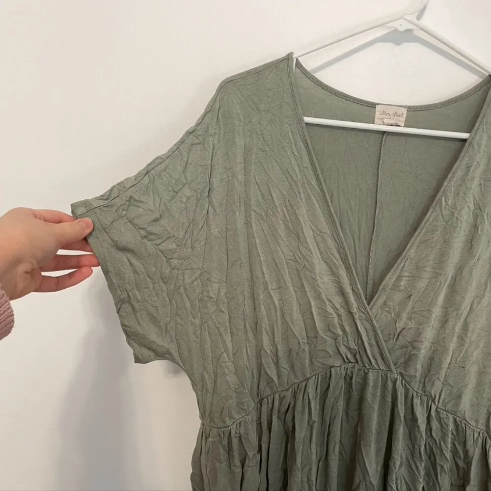 ULTRA FLIRT Green V-Neck Surplice Faux Wrap Short Sleeve Blouse Top JUNIORS 2X - Image 6