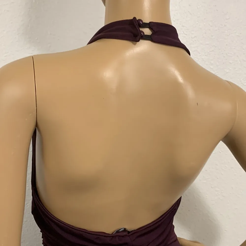 Charlotte Russe Plum Purple Fitted Asymmetrical Halter Mini Dress Size M - Image 5