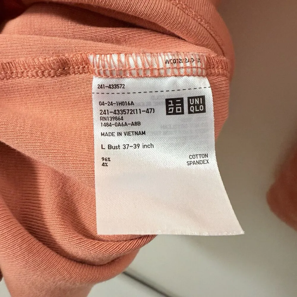 UNIQLO T-Shirt Women L Coral Supima Long Sleeve Tee Layer Crew Basic Quality - Image 4