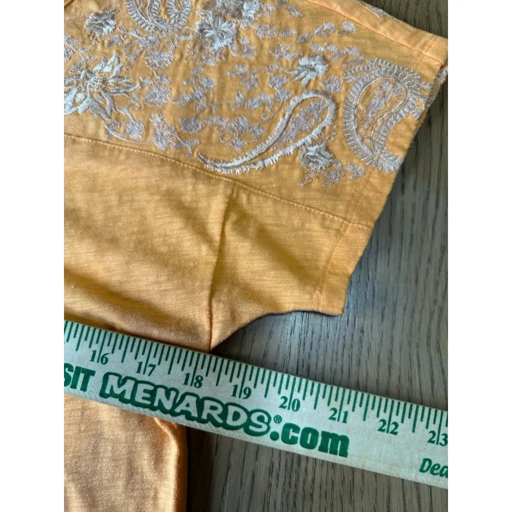 Soft Surroundings Gladstone Dress Sz Small Orange‎ Papaya Embroidered Beach City - Image 6