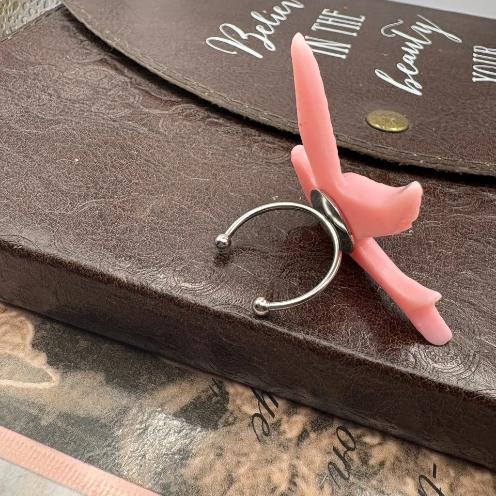 Pink Bird Ring Swallow Dove Adjustable Kawaii Cottagecore - Image 5