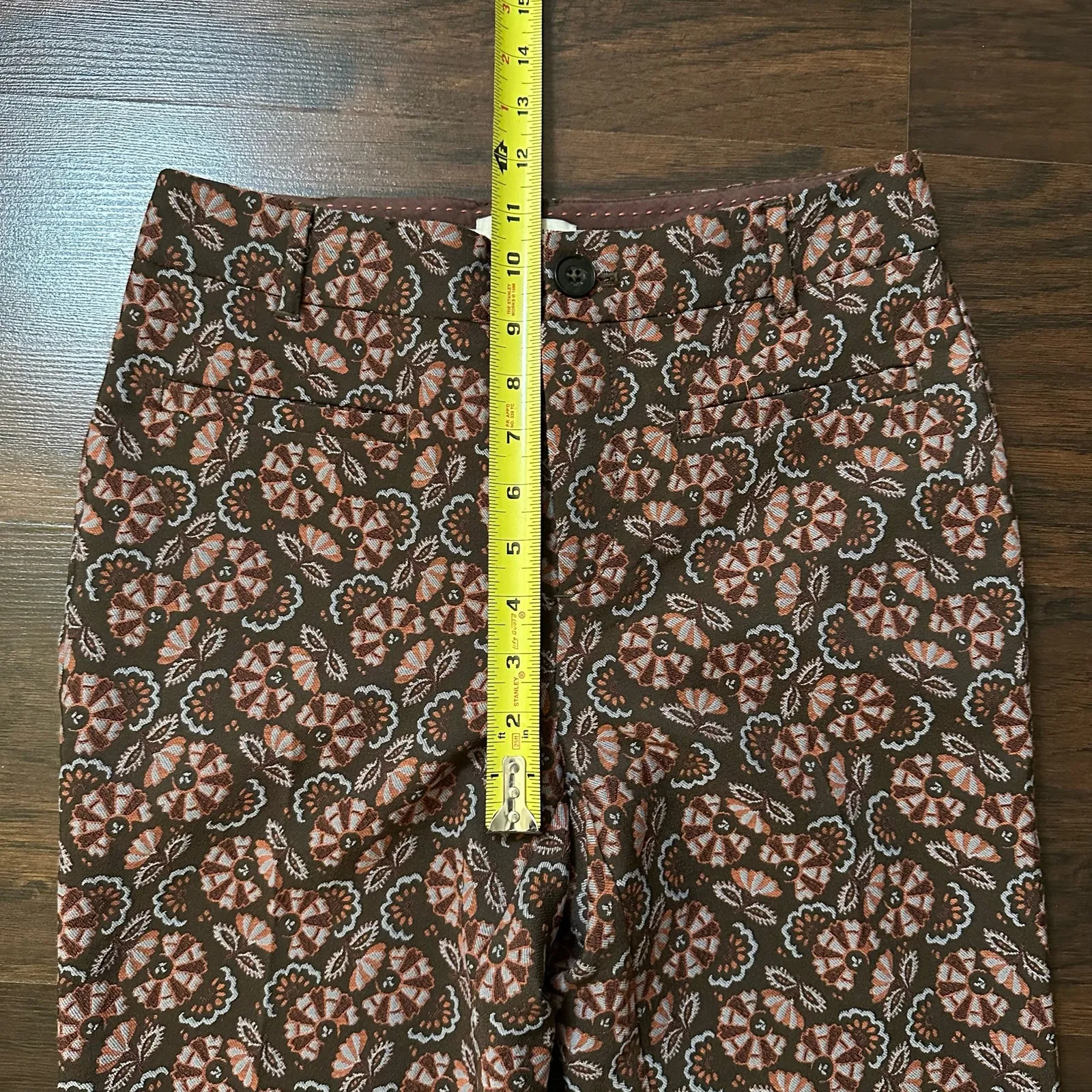 Anthropologie the essential slim brown floral print pants size 2 - Image 12