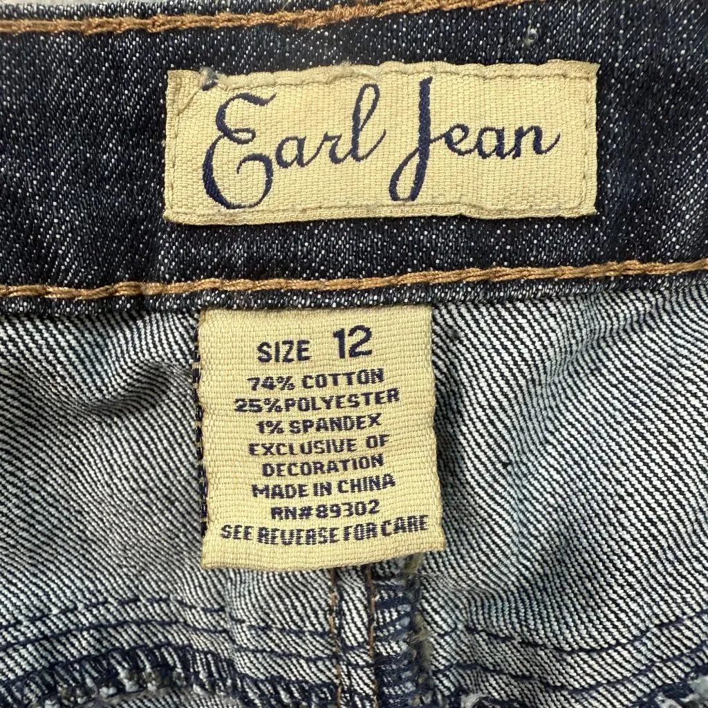Earl Jean Shorts Womens 12 Embroidered Studded Western Cuffed Dk Wash Denim 32x4 - Image 3
