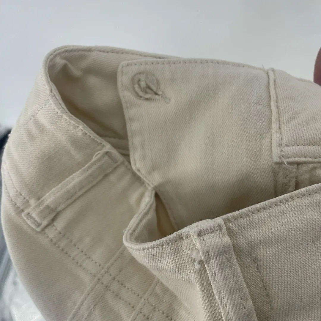 PILCRO Anthropologie High Rise Wide Leg Trouser Jeans Size 25P Ecru Beige Ivory - Image 10