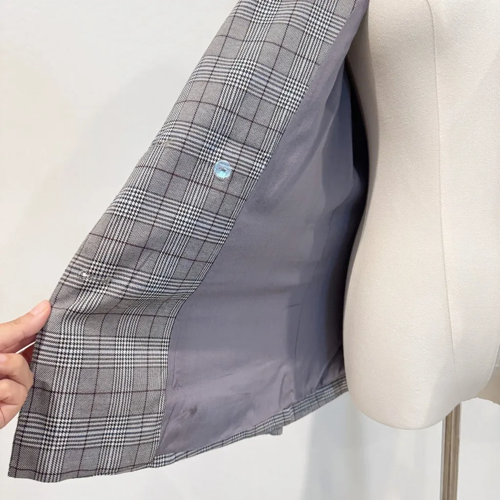 Majorelle Rhea Women's Glen Plaid Blazer Academia Office Menswear Size Small‎ - Image 7