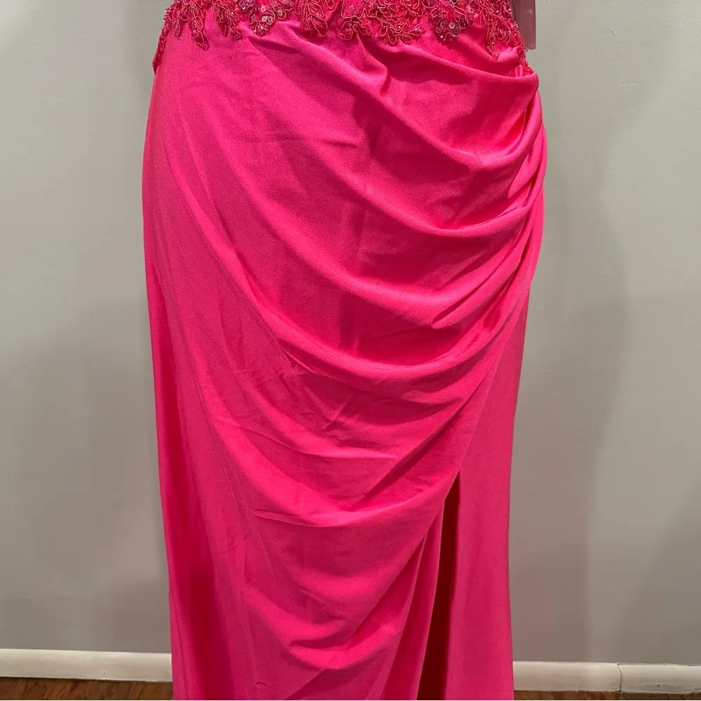 Sherri Hill 55334 Bright Fuchsia Strapless Corset Gown 14 NWOT - Image 4