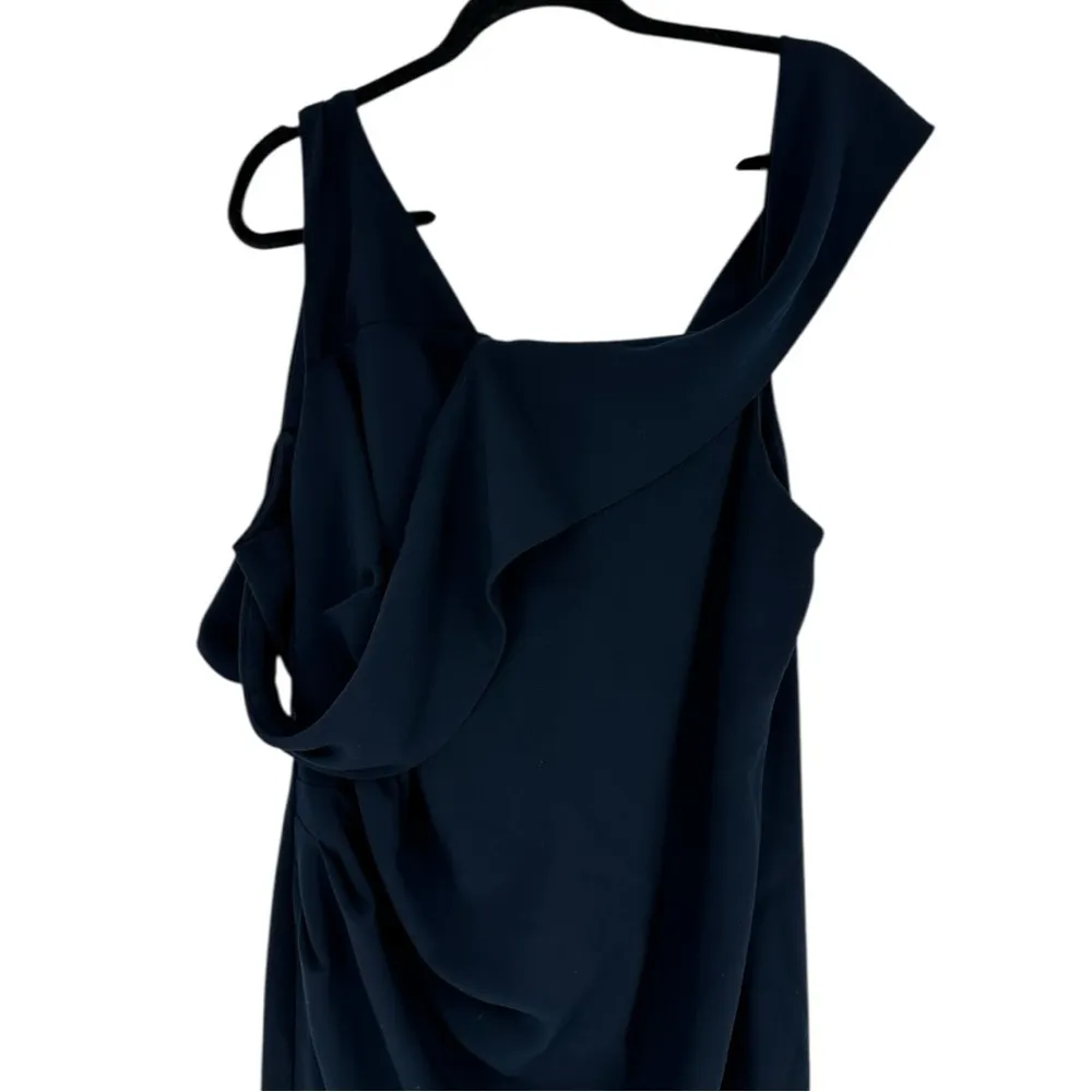 Theia Navy Mermaid Gown size 22 Full Length One Shoulder Wedding Formal Event Blue - Image 4