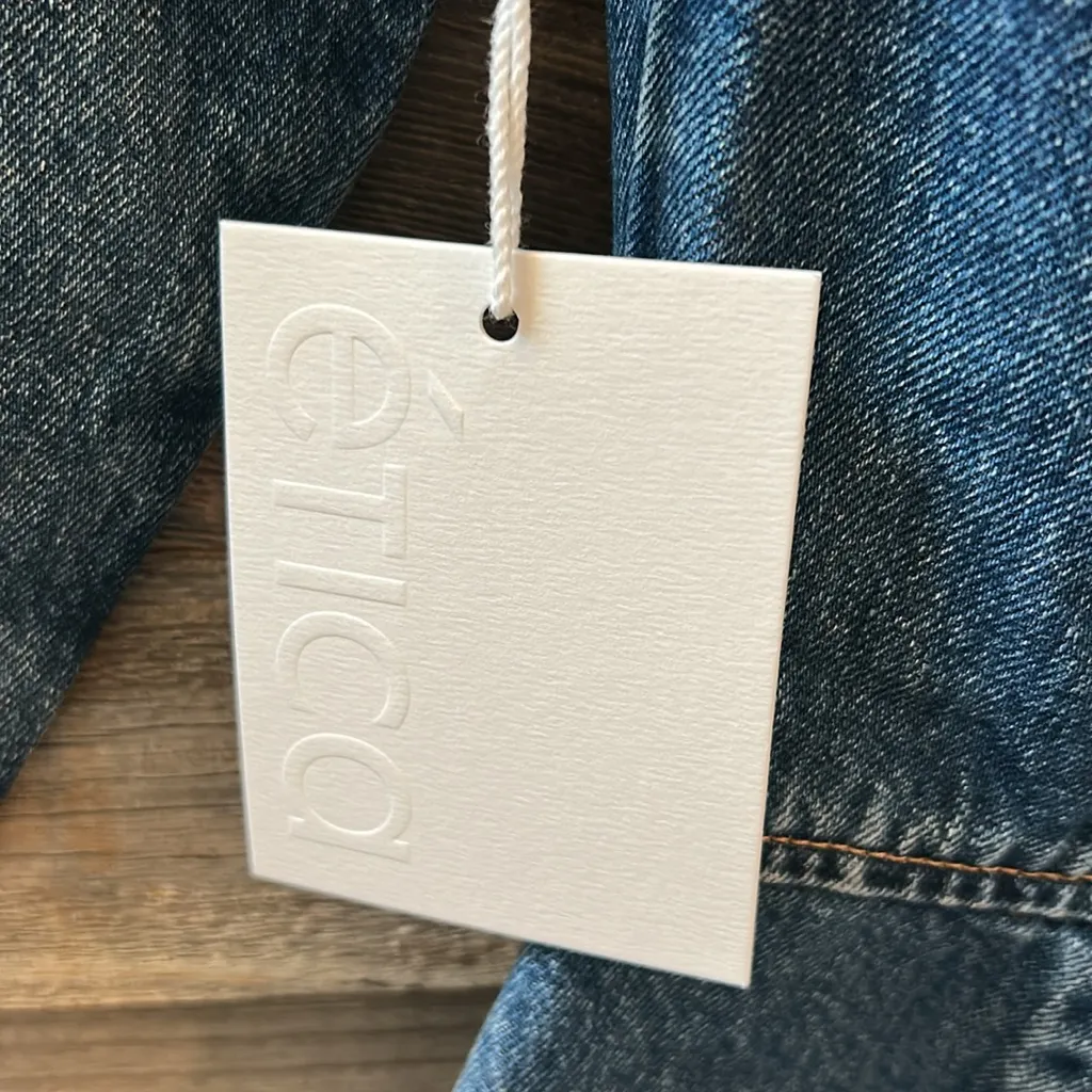 Etica Denim Snap Front 3/4 Sleeve Raw Hem Jordyn Trucker Jean Dress Size S NWT Blue - Image 9