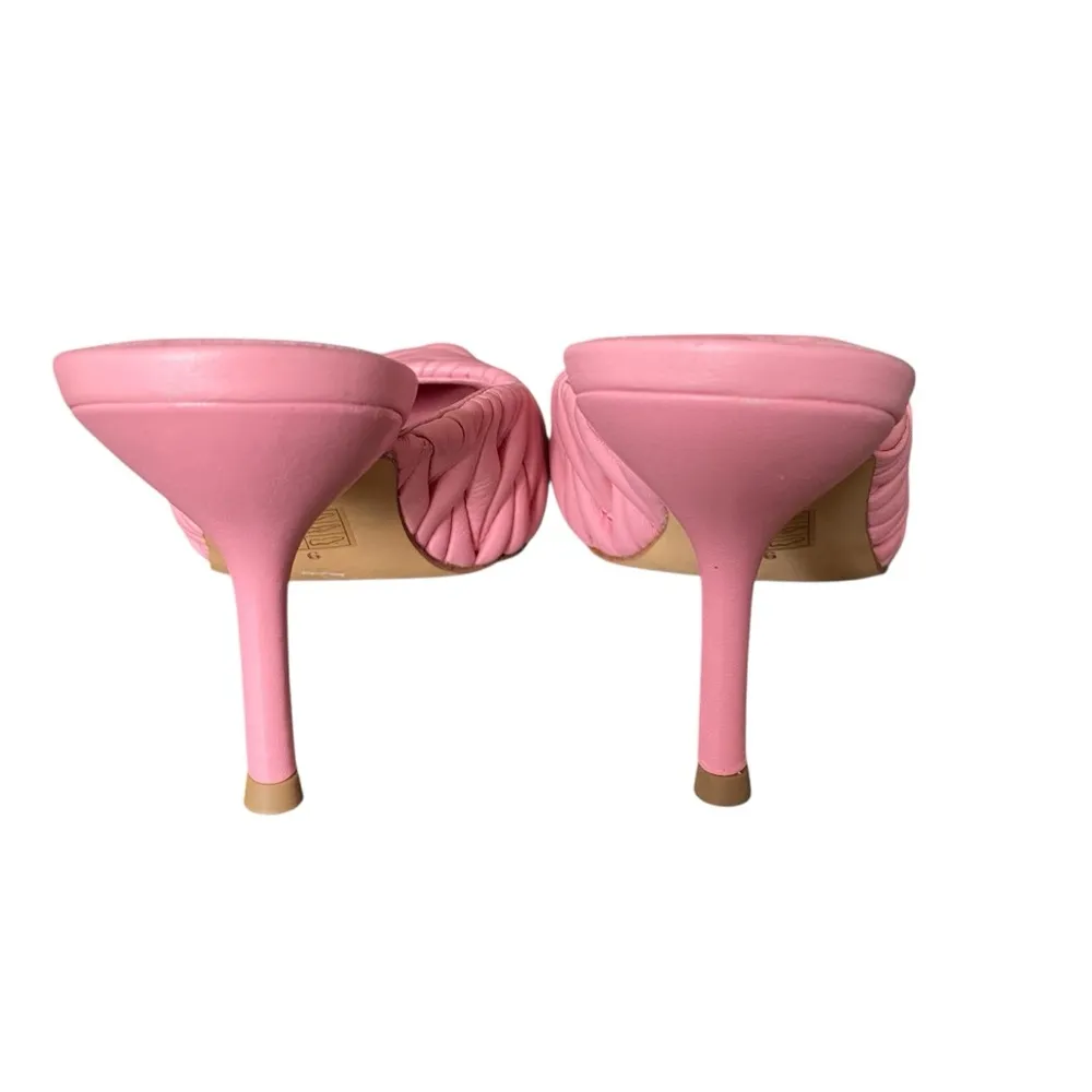 Jeffrey Campbell Copin Pleated Padded Mid Heel Pink Leather Mule size 9 NWOB - Image 7