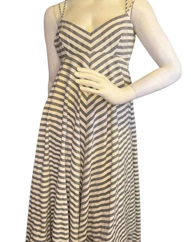 Milly Mitered Trapeze Dress White/Blue Striped Dress Size 8. - Image 3