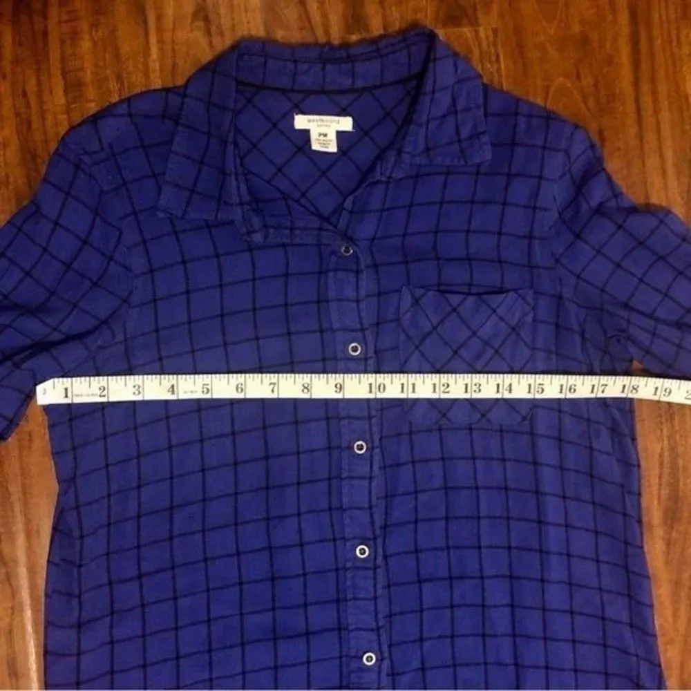 Westbound Blue and Black Plaid Long-sleeved Button-up Size PM - Image 8