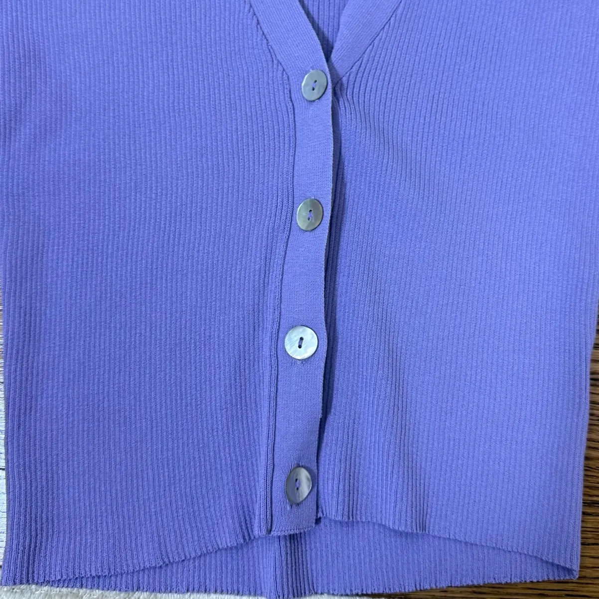 re:named Ribbed Sweater Button Front Cardigan V-Neck Long Sleeve Size Small - Image 5