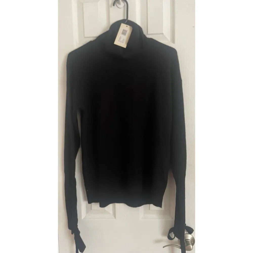 Ramy Brook "Walt" Black Pullover Sweater with "lace up" cuffs on sleeve. A50 - Image 3