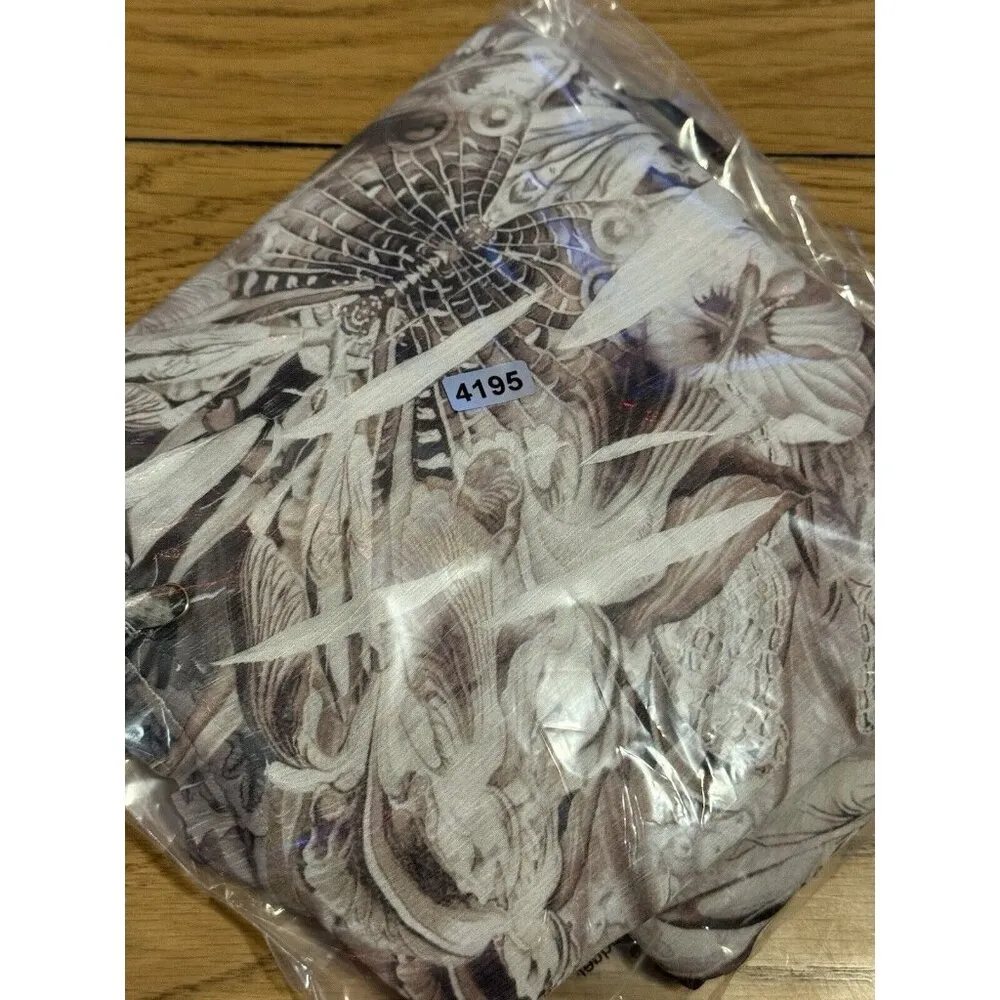 One World Live & Let Live Blouse Sz 1X Artsy Floral Lightweight Lined Tie Sleeve - Image 15