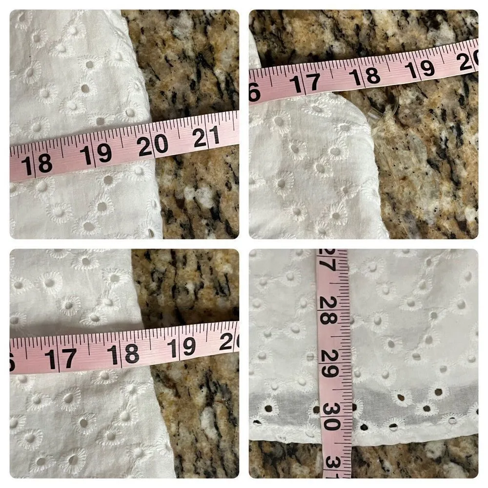 xtraordinary Womens Eyelet Scalloped White Mini Crochet Dress Classic Preppy L - Image 5