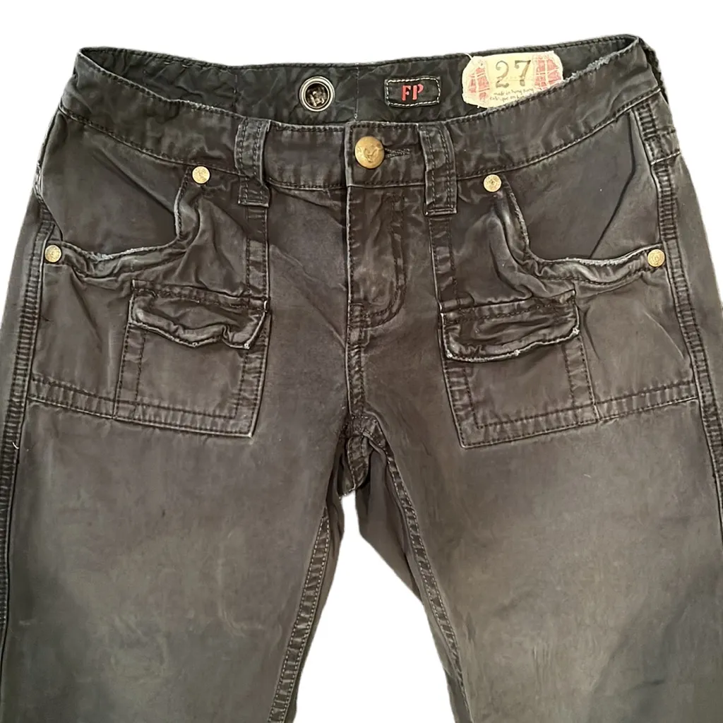 Free People Gray 051 Soot Cargo Capri Pants - Image 4