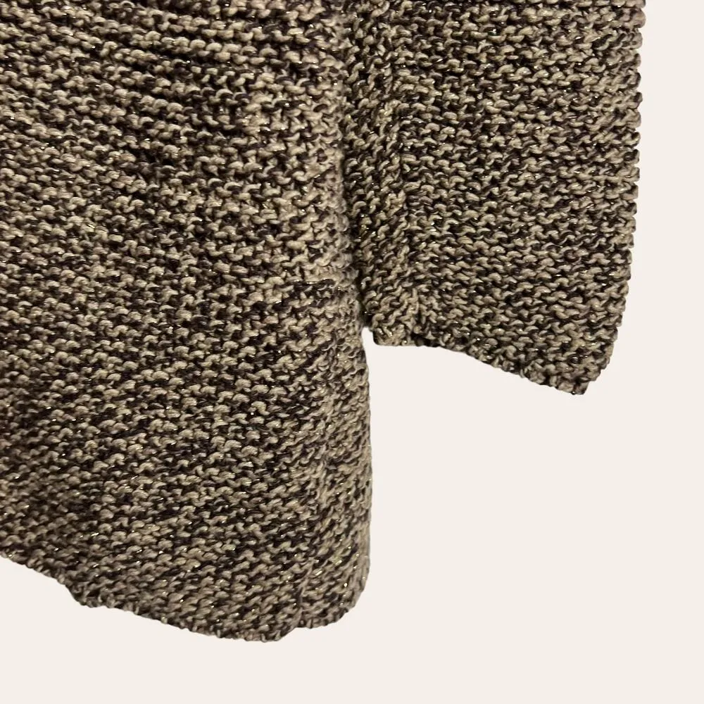 Dana Buchman Brown Chunky Knit Faux Fur Collar Cardigan Jacket L - Image 5