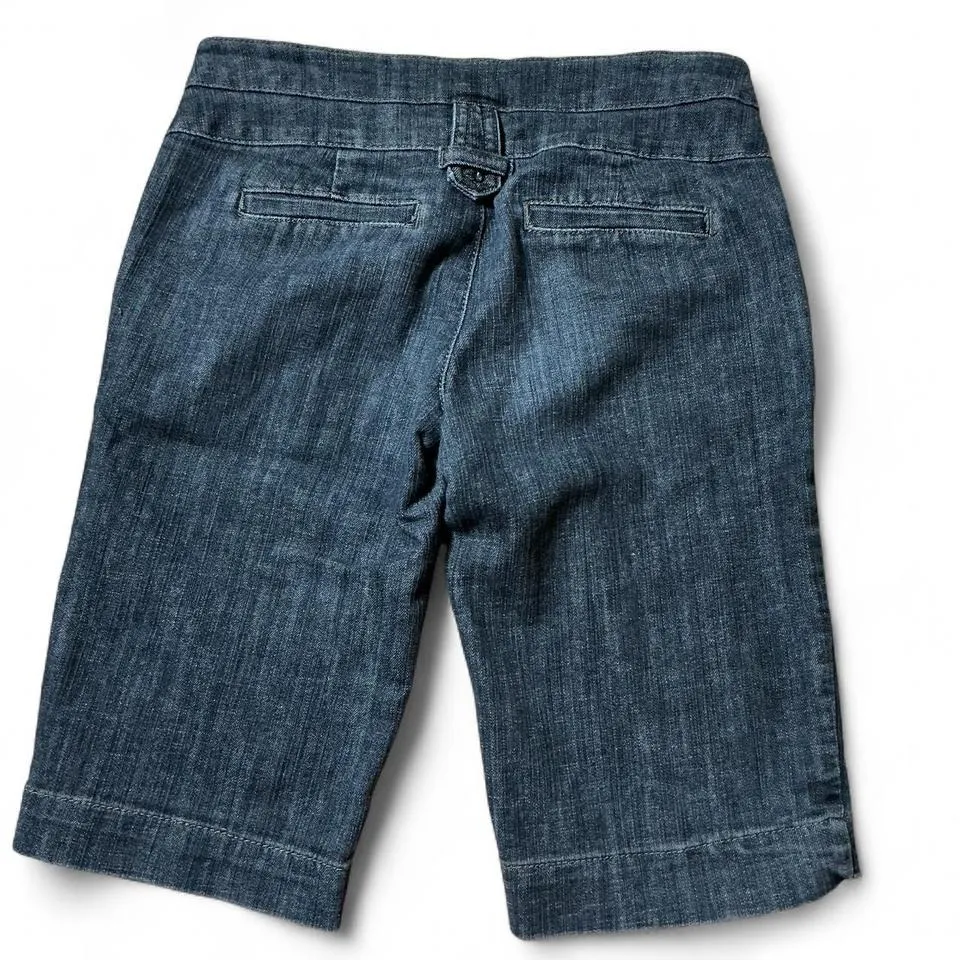 Y2K Boom Boom Jeans Low Rise Women's Dark Wash Denim Capri Shorts Button Fly - Image 7