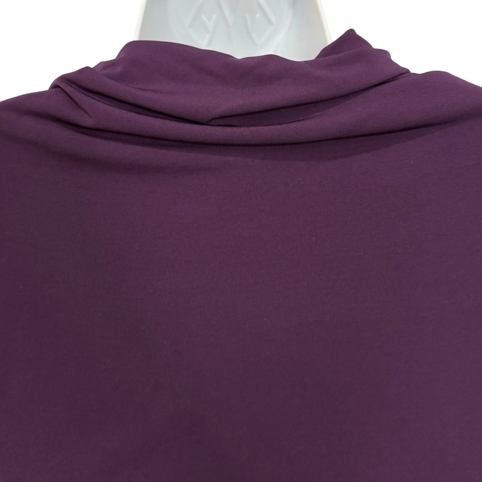 David Meister Ruched Asymmetrical Purple Faux Wrap Long Sleeve Sheath Dress sz 4 - Image 10