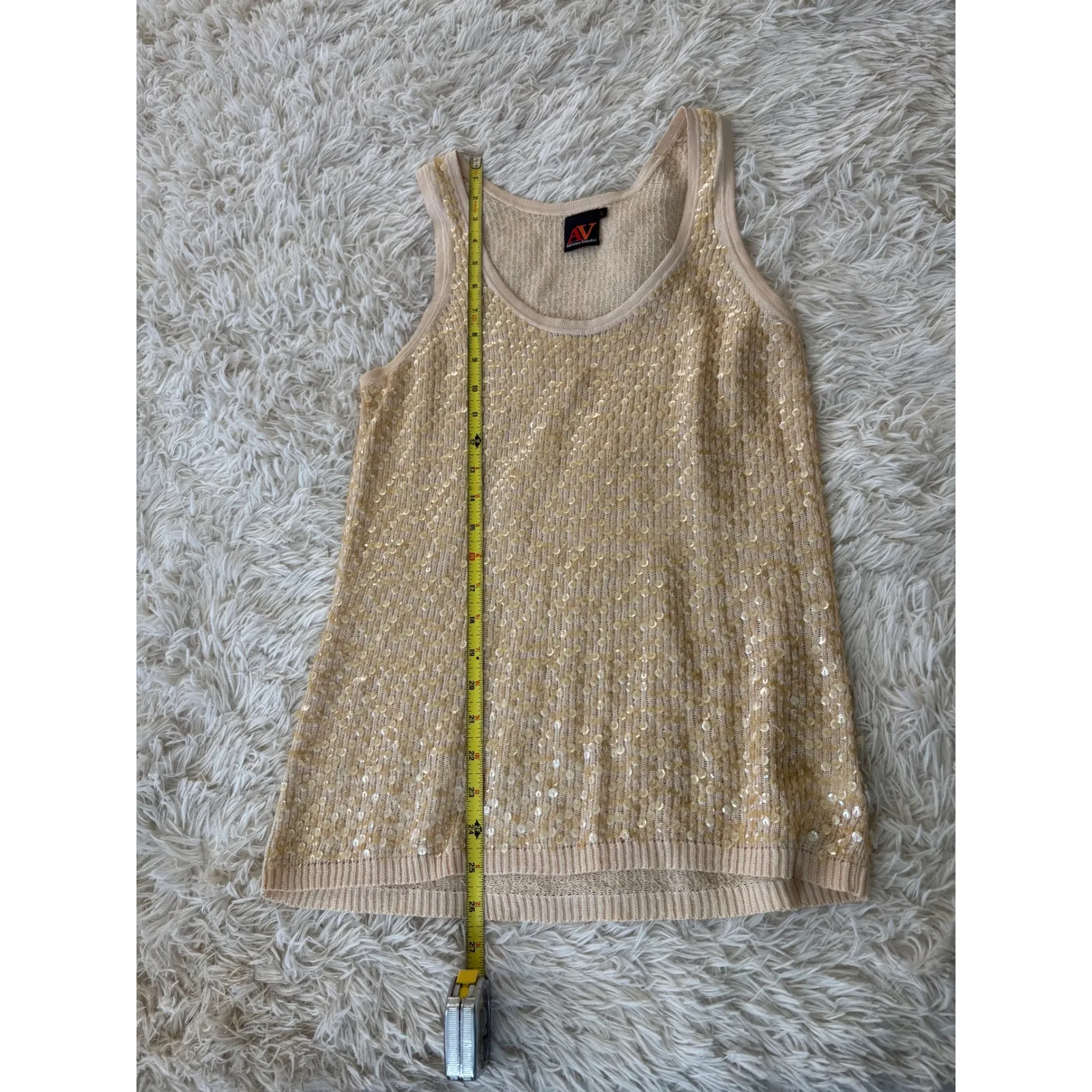 Adrienne Vittadini Sleeveless Top Sequin Embellished Party Tank Top Large y2k - Image 6