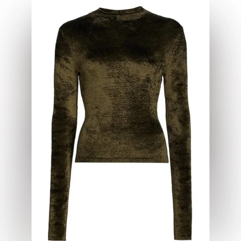 Vince Panne Velvet Sweater Mock Turtleneck Super Soft Style crop top Size M - Image 2